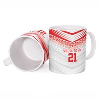 Custom Pacific Rugby Spirit Ceramic Mug Tonga Ngatu Pride White Edition - Polynesian Pride