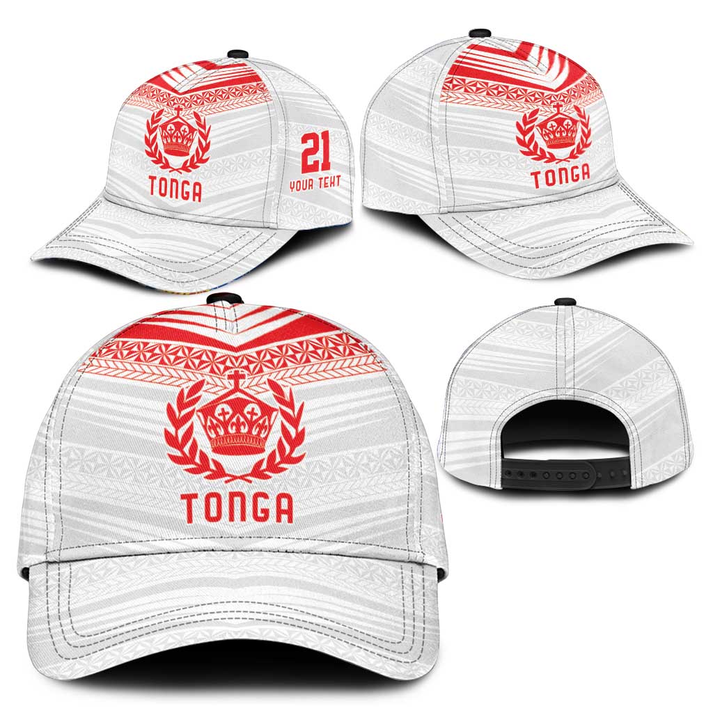 Custom Pacific Rugby Spirit Classic Cap Tonga Ngatu Pride White Edition - Polynesian Pride