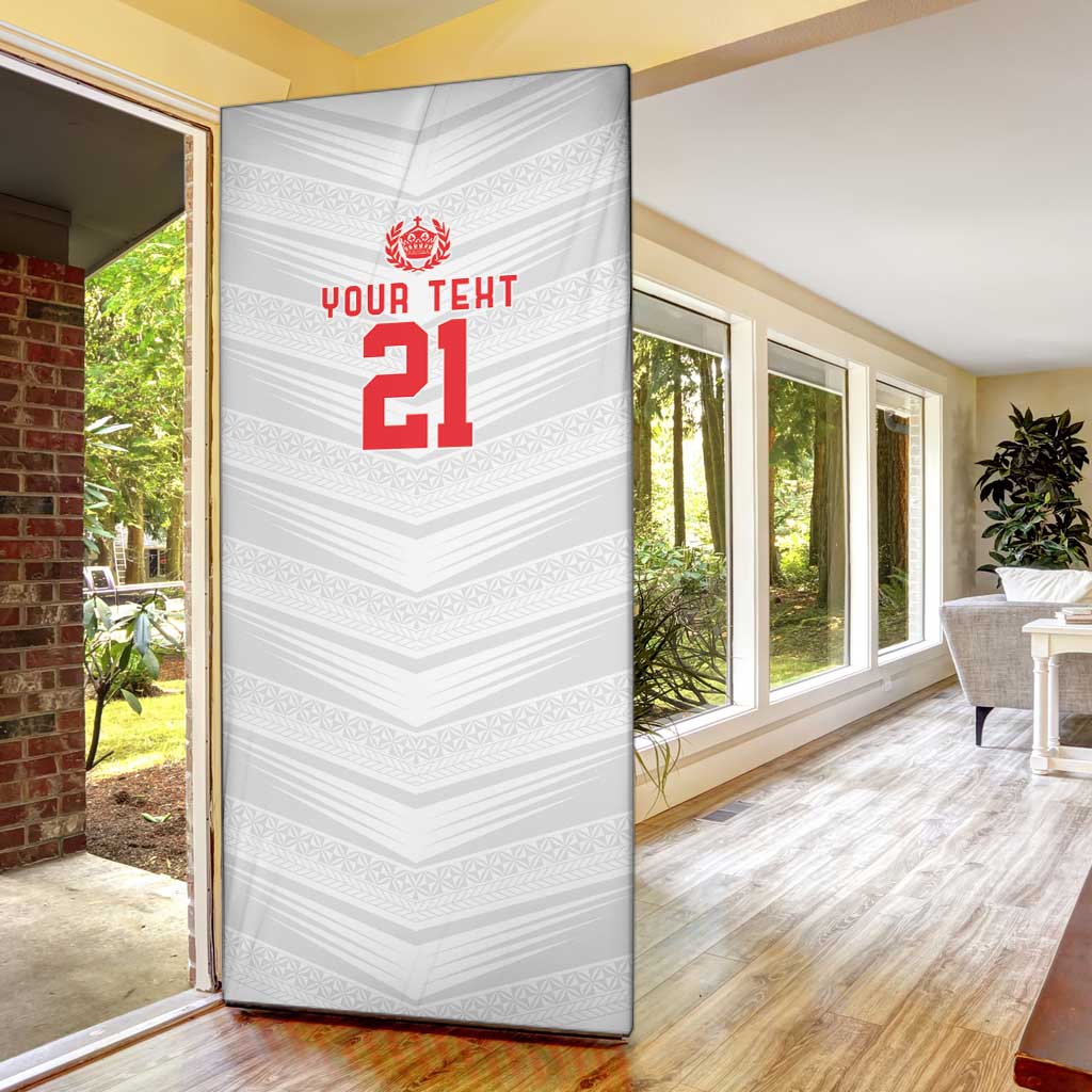 Custom Pacific Rugby Spirit Door Cover Tonga Ngatu Pride White Edition - Polynesian Pride