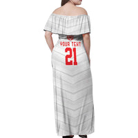 Custom Pacific Rugby Spirit Family Matching Off Shoulder Maxi Dress and Hawaiian Shirt Tonga Ngatu Pride White Edition - Polynesian Pride