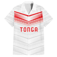 Custom Pacific Rugby Spirit Family Matching Puletasi and Hawaiian Shirt Tonga Ngatu Pride White Edition - Polynesian Pride
