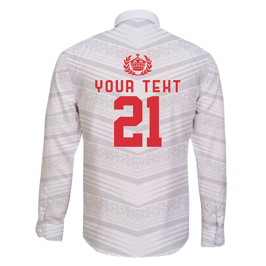 Custom Pacific Rugby Spirit Family Matching Puletasi and Hawaiian Shirt Tonga Ngatu Pride White Edition - Polynesian Pride
