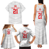 Custom Pacific Rugby Spirit Family Matching Tank Maxi Dress and Hawaiian Shirt Tonga Ngatu Pride White Edition - Polynesian Pride