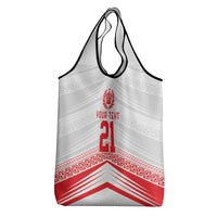 Custom Pacific Rugby Spirit Grocery Bag Tonga Ngatu Pride White Edition - Polynesian Pride