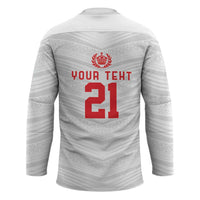 Custom Pacific Rugby Spirit Hockey Jersey Tonga Ngatu Pride White Edition - Polynesian Pride