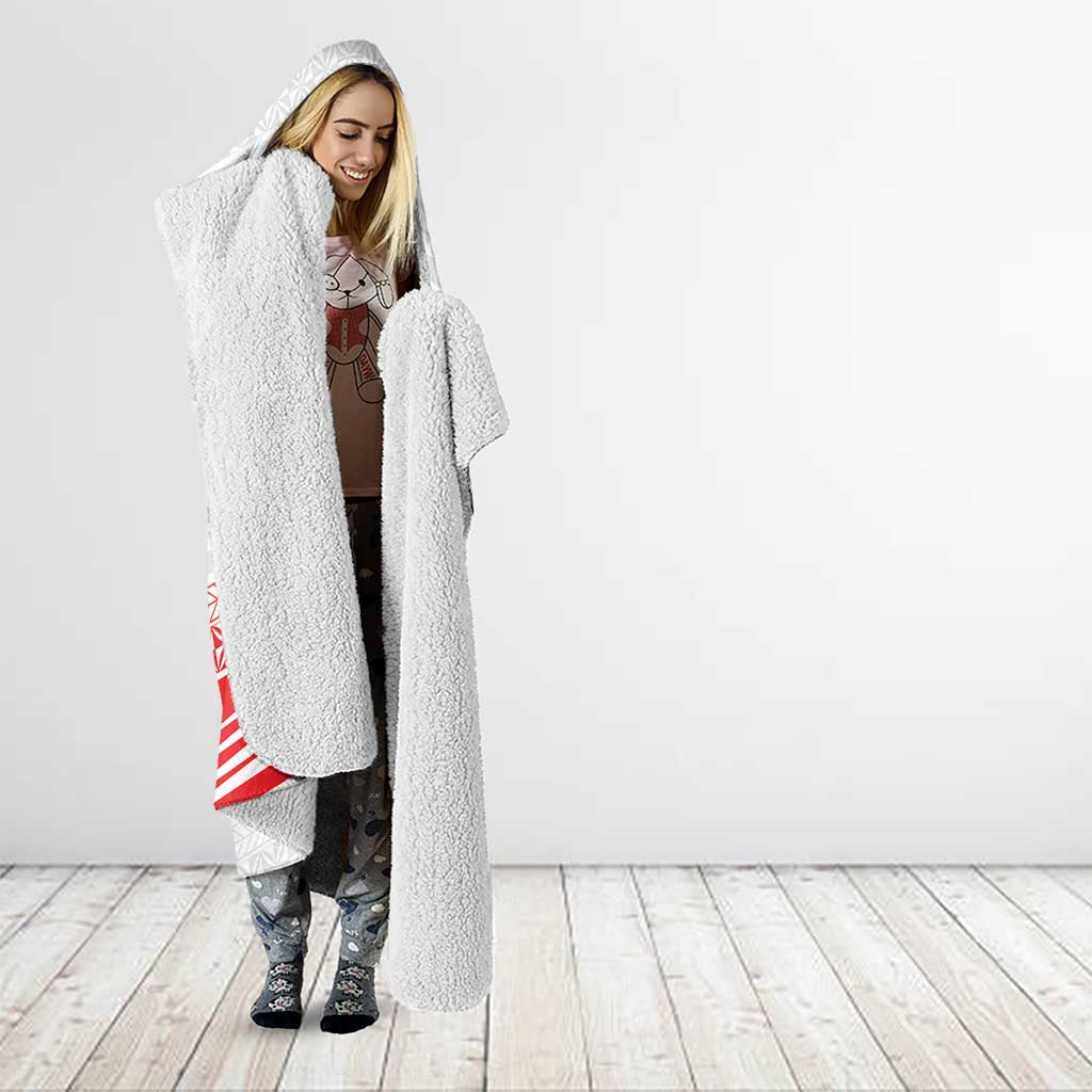 Custom Pacific Rugby Spirit Hooded Blanket Tonga Ngatu Pride White Edition - Polynesian Pride