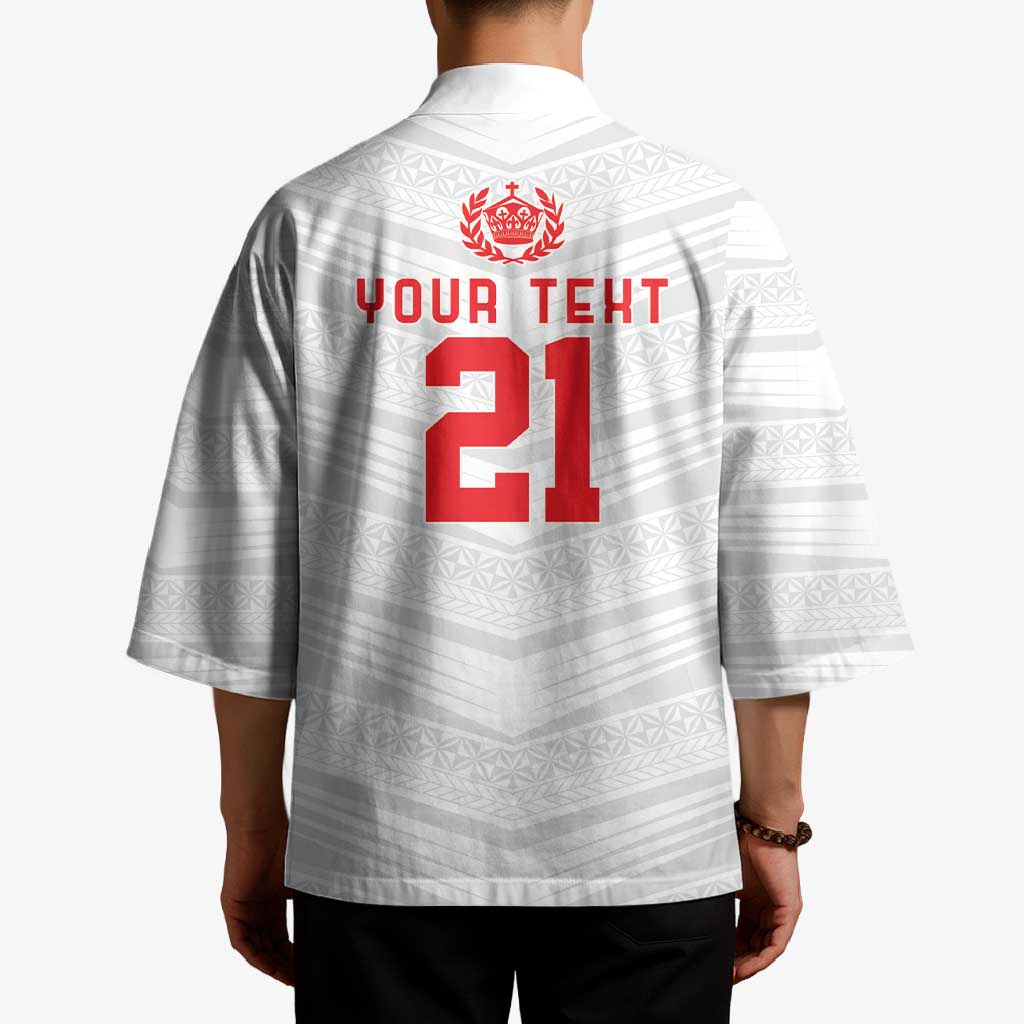 Custom Pacific Rugby Spirit Kimono Tonga Ngatu Pride White Edition - Polynesian Pride