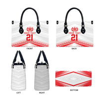 Custom Pacific Rugby Spirit Leather Bag Tonga Ngatu Pride White Edition - Polynesian Pride