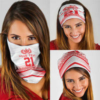 Custom Pacific Rugby Spirit Neck Gaiter Tonga Ngatu Pride White Edition - Polynesian Pride