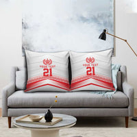 Custom Pacific Rugby Spirit Pillow Cover Tonga Ngatu Pride White Edition - Polynesian Pride