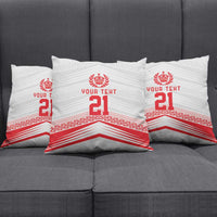 Custom Pacific Rugby Spirit Pillow Cover Tonga Ngatu Pride White Edition - Polynesian Pride