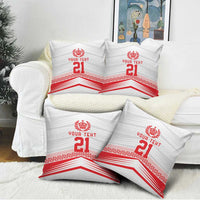 Custom Pacific Rugby Spirit Pillow Cover Tonga Ngatu Pride White Edition - Polynesian Pride