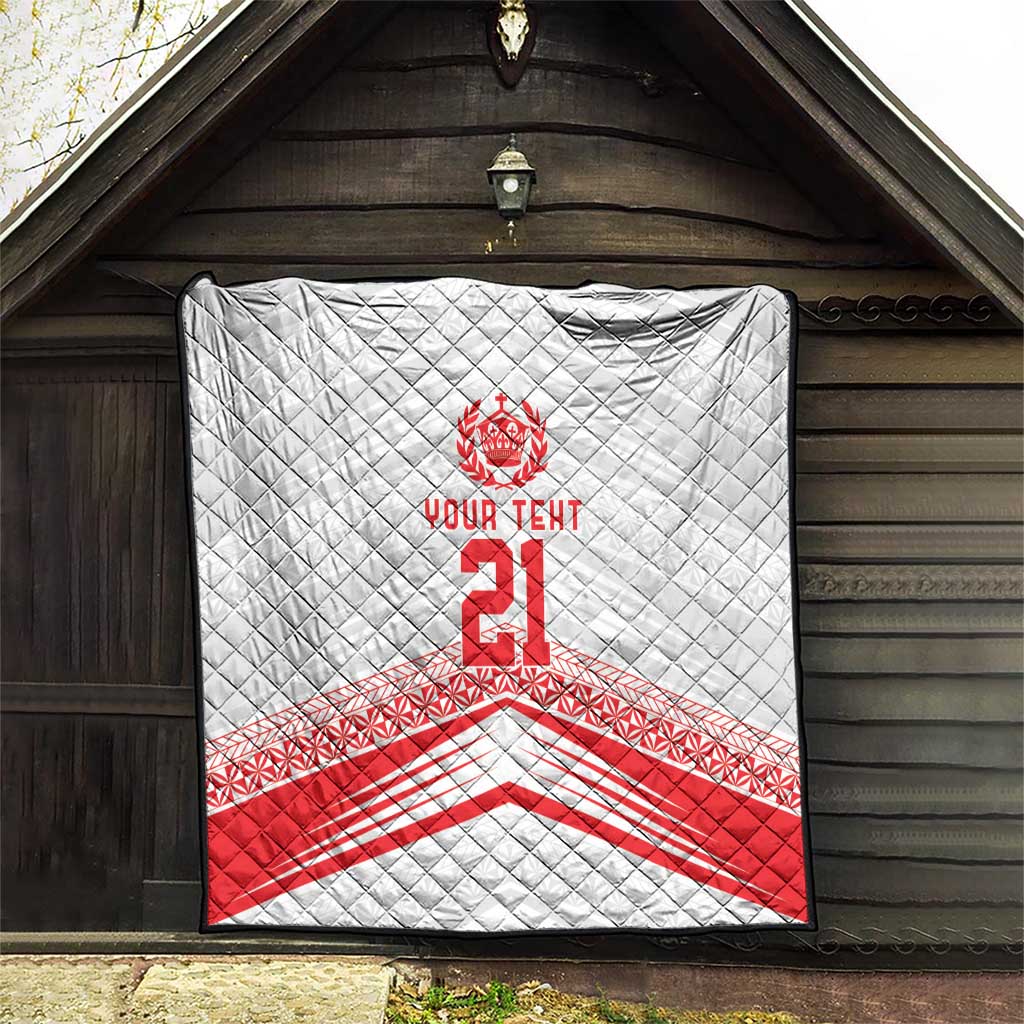 Custom Pacific Rugby Spirit Quilt Tonga Ngatu Pride White Edition - Polynesian Pride