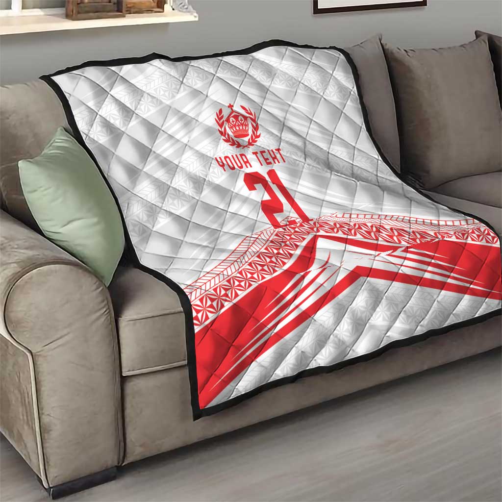 Custom Pacific Rugby Spirit Quilt Tonga Ngatu Pride White Edition - Polynesian Pride