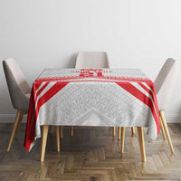 Custom Pacific Rugby Spirit Tablecloth Tonga Ngatu Pride White Edition - Polynesian Pride