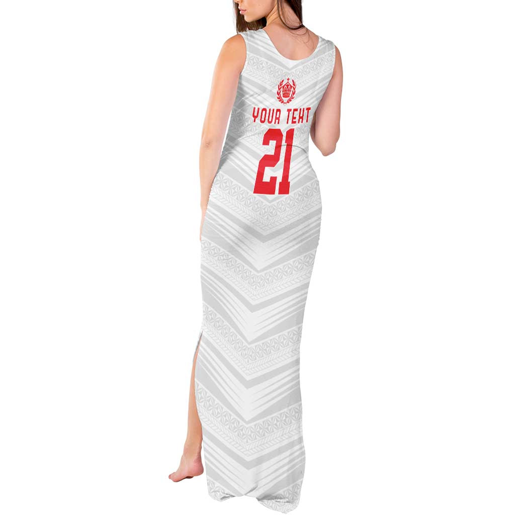 Custom Pacific Rugby Spirit Tank Maxi Dress Tonga Ngatu Pride White Edition - Polynesian Pride