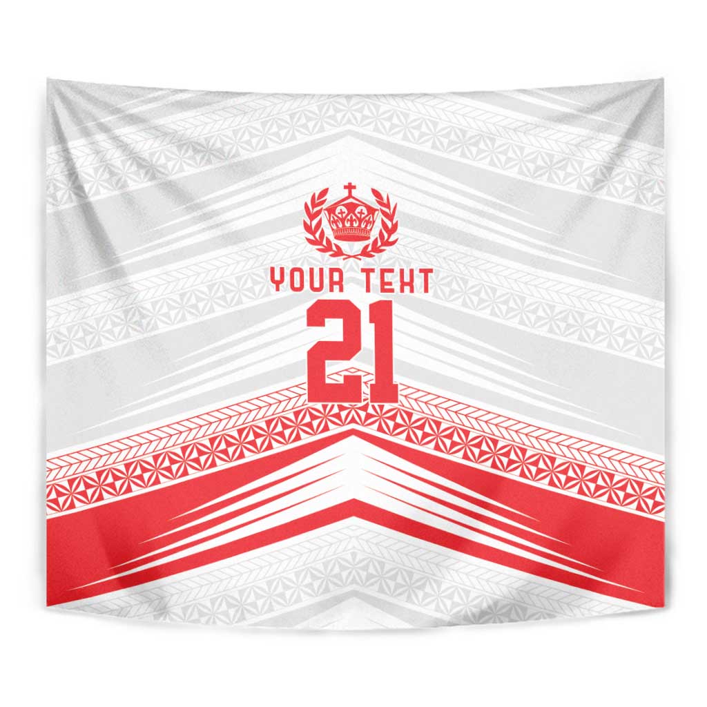 Custom Pacific Rugby Spirit Tapestry Tonga Ngatu Pride White Edition - Polynesian Pride