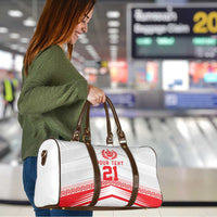 Custom Pacific Rugby Spirit Travel Bag Tonga Ngatu Pride White Edition - Polynesian Pride