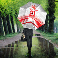Custom Pacific Rugby Spirit Umbrella Tonga Ngatu Pride White Edition - Polynesian Pride