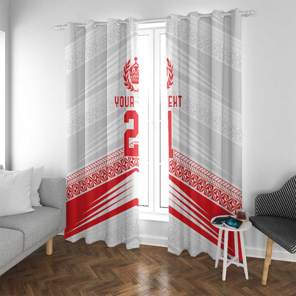 Custom Pacific Rugby Spirit Window Curtain Tonga Ngatu Pride White Edition - Polynesian Pride
