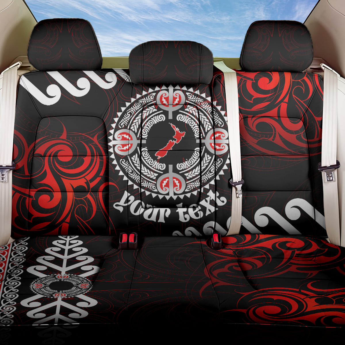 New Zealand Waitangi Day Personalised Back Car Seat Cover Aotearoa Te Ra O Waitangi With Maori Tattoo LT9