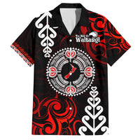New Zealand Waitangi Day Personalised Family Matching Off Shoulder Short Dress and Hawaiian Shirt Aotearoa Te Ra O Waitangi With Maori Tattoo LT9 Dad's Shirt - Short Sleeve Red - Polynesian Pride