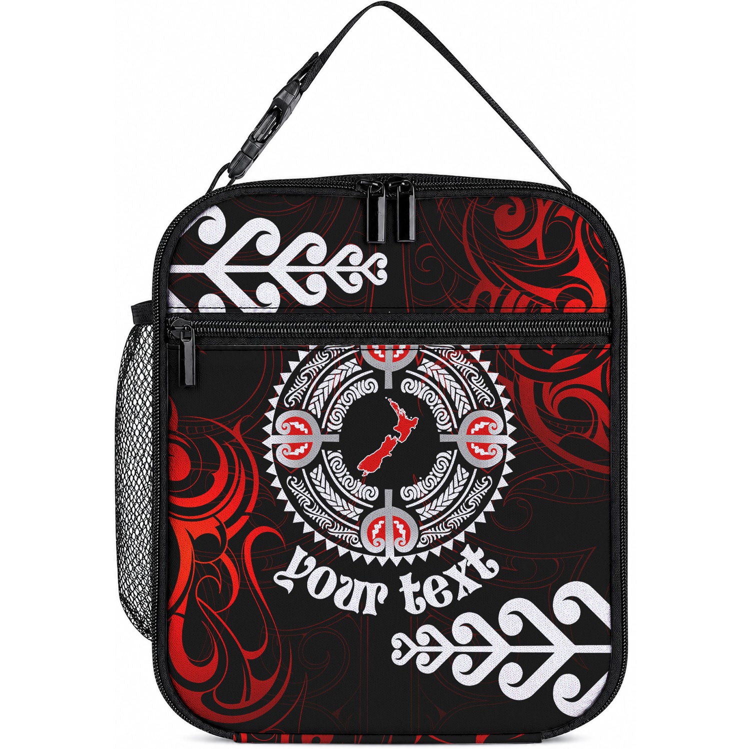 New Zealand Waitangi Day Personalised Lunch Bag Aotearoa Te Ra O Waitangi With Maori Tattoo LT9 10.2 × 8.3 × 4.3 inch Red - Polynesian Pride