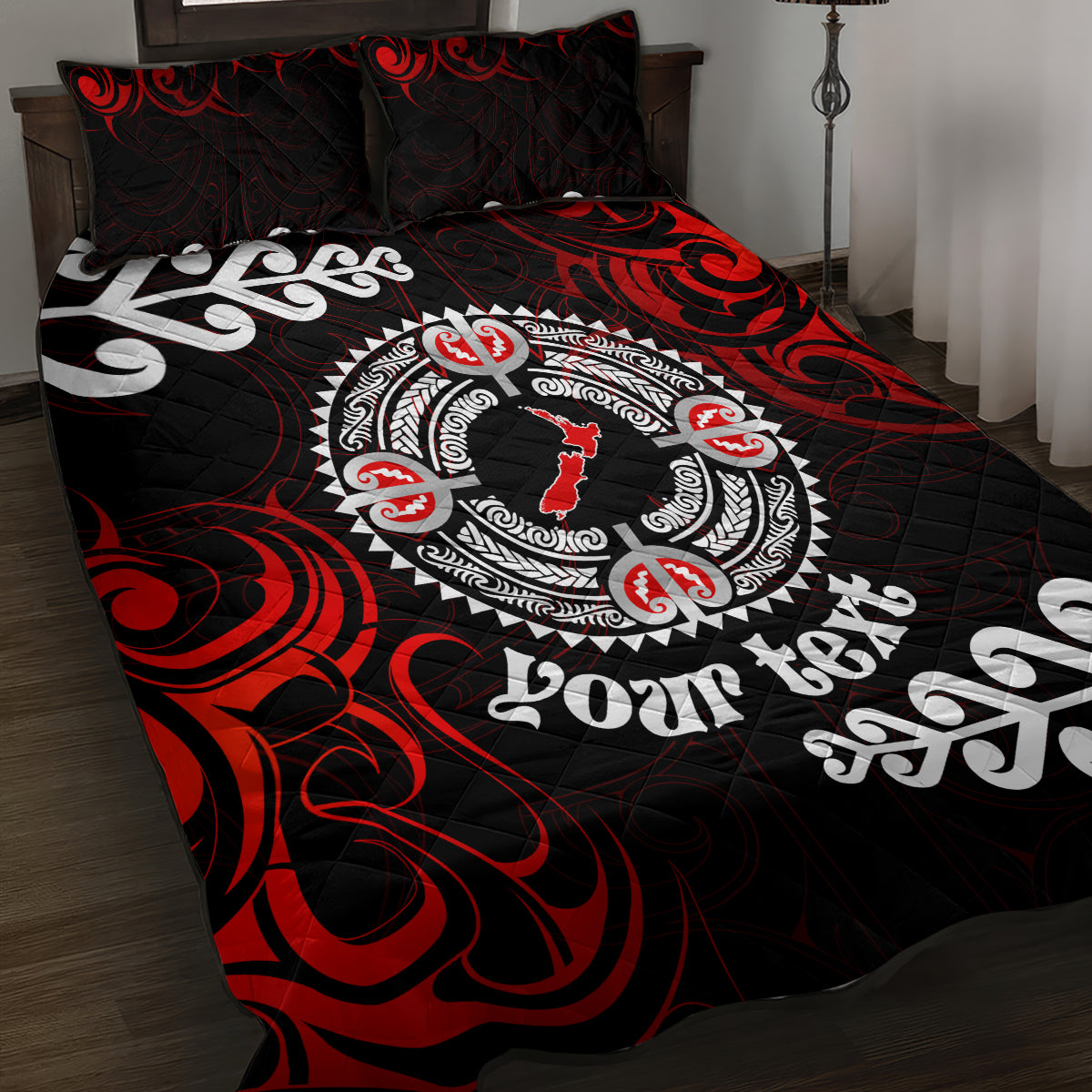 New Zealand Waitangi Day Personalised Quilt Bed Set Aotearoa Te Ra O Waitangi With Maori Tattoo LT9 Red - Polynesian Pride