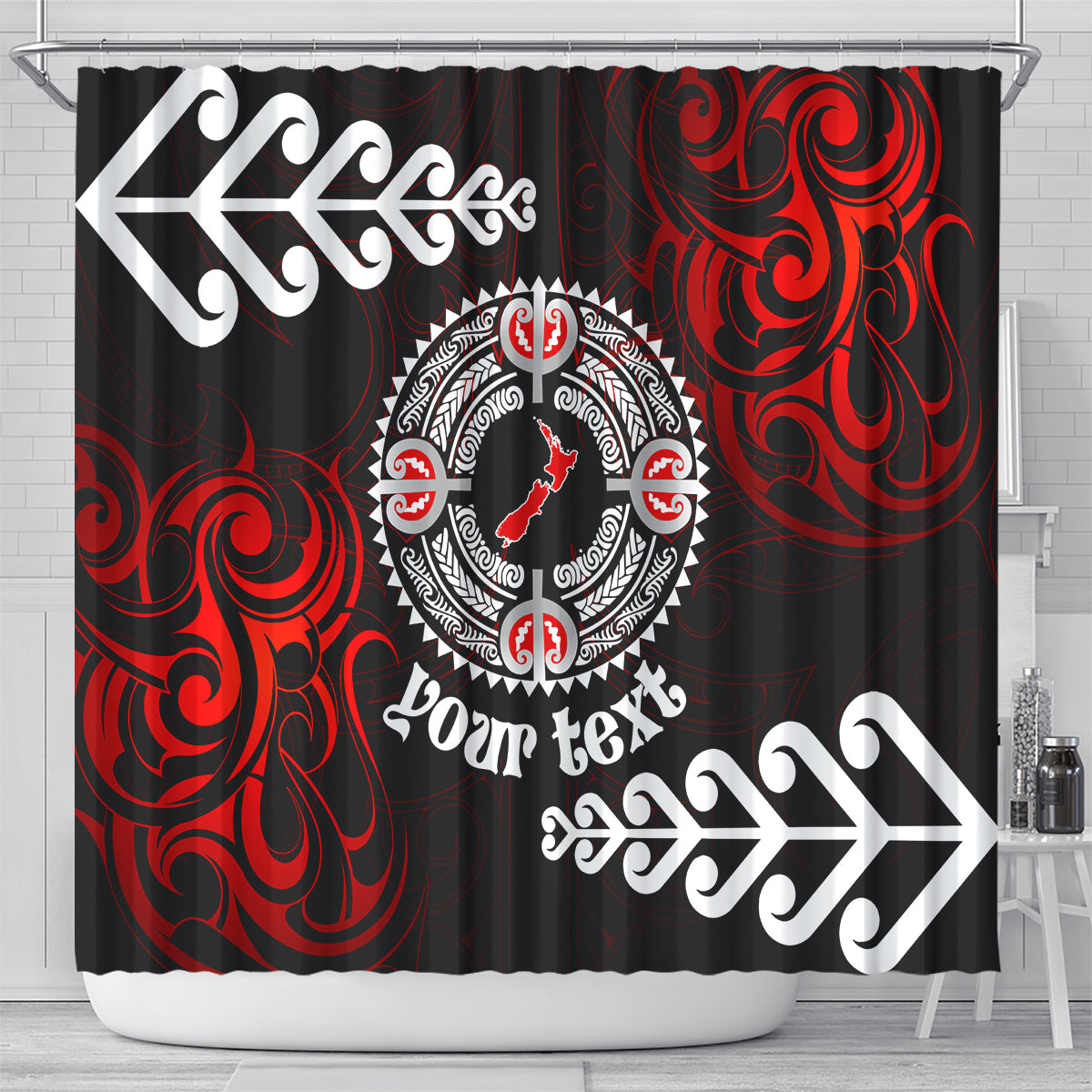 New Zealand Waitangi Day Personalised Shower Curtain Aotearoa Te Ra O Waitangi With Maori Tattoo LT9 - Polynesian Pride