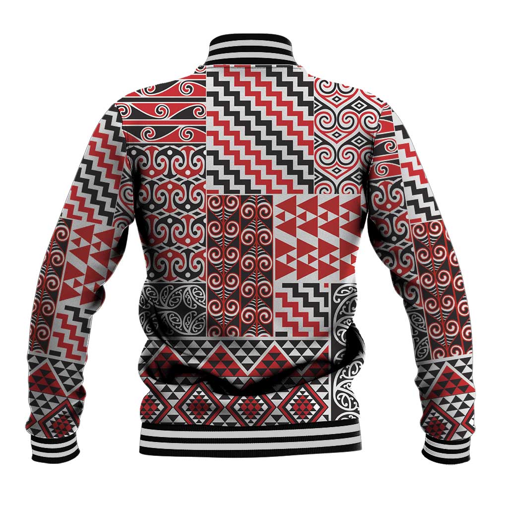 Aotearoa Kowhaiwhai Taniko Patchwork Motifs Baseball Jacket LT9 - Polynesian Pride