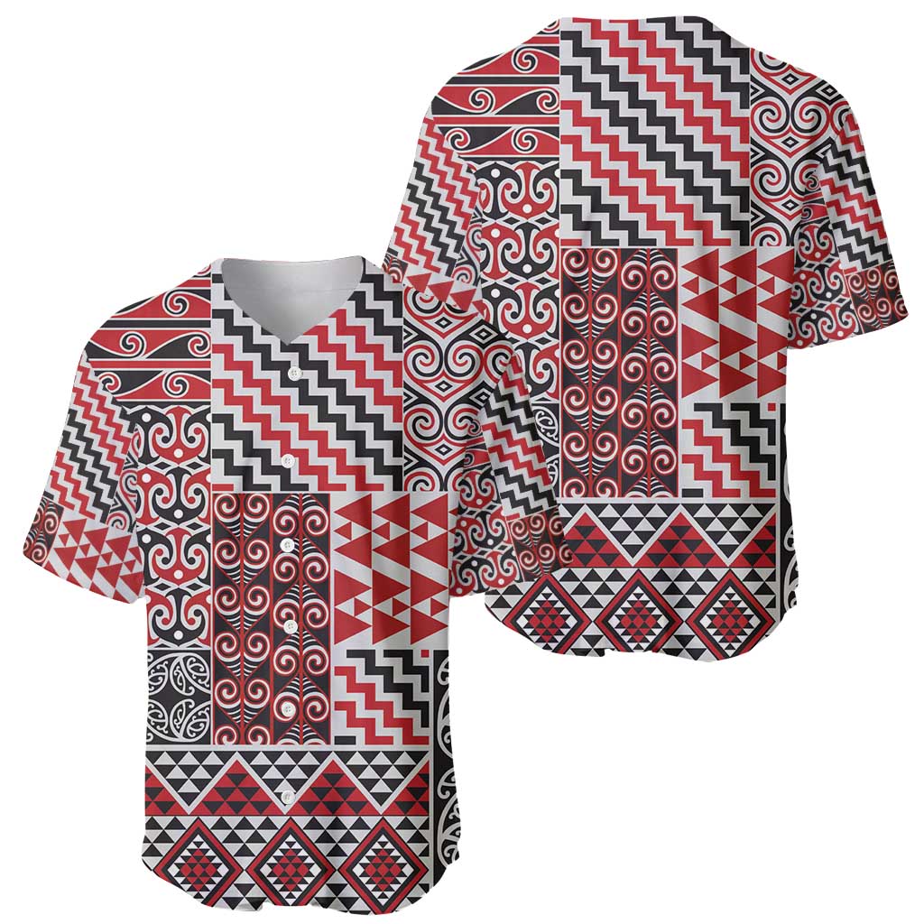 Aotearoa Kowhaiwhai Taniko Patchwork Motifs Baseball Jersey