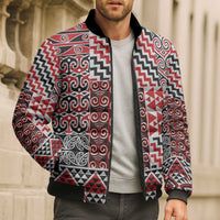 Aotearoa Kowhaiwhai Taniko Patchwork Motifs Bomber Puffer Jacket - Polynesian Pride