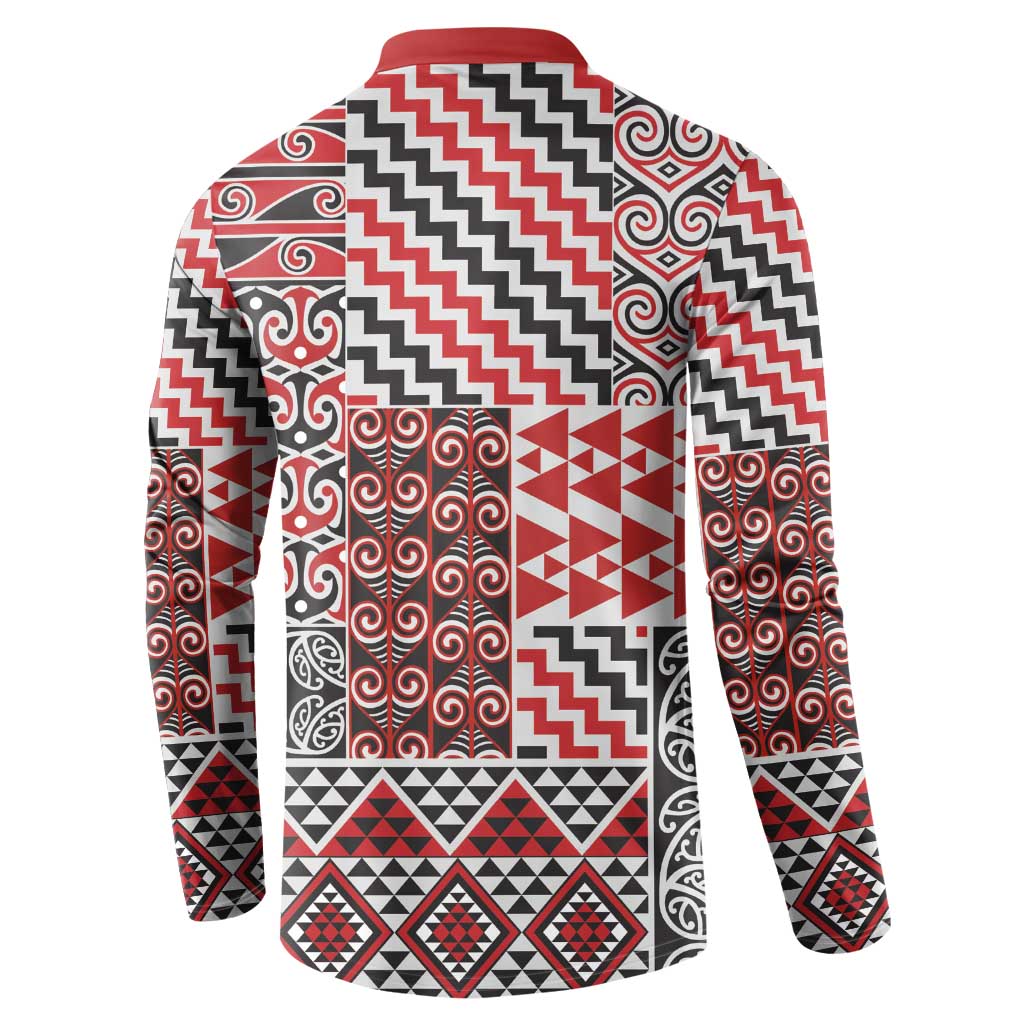 Aotearoa Kowhaiwhai Taniko Patchwork Motifs Button Sweatshirt LT9 - Polynesian Pride