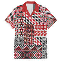 Aotearoa Kowhaiwhai Taniko Patchwork Motifs Family Matching Puletasi and Hawaiian Shirt