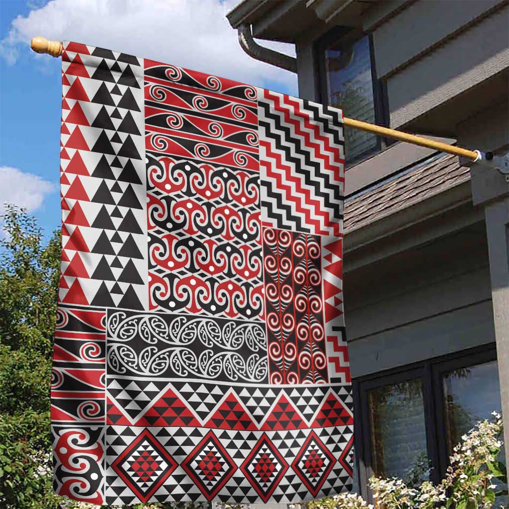 Aotearoa Kowhaiwhai Taniko Patchwork Motifs Garden Flag LT9 - Polynesian Pride