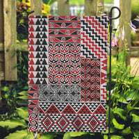Aotearoa Kowhaiwhai Taniko Patchwork Motifs Garden Flag LT9 Garden Flag Red - Polynesian Pride