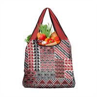 Aotearoa Kowhaiwhai Taniko Patchwork Motifs Grocery Bag LT9 1-pack One Size Red - Polynesian Pride