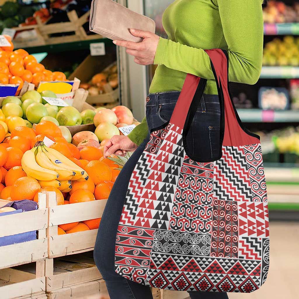 Aotearoa Kowhaiwhai Taniko Patchwork Motifs Grocery Bag LT9 - Polynesian Pride