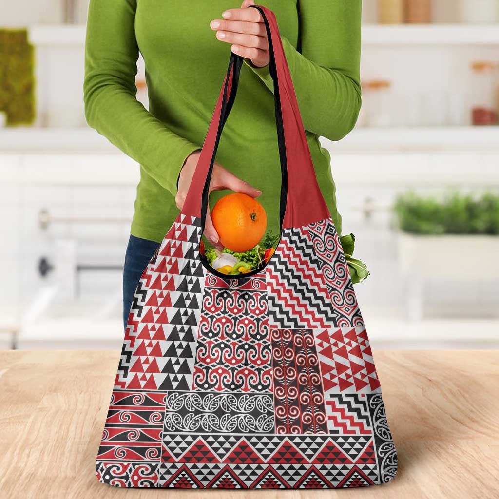 Aotearoa Kowhaiwhai Taniko Patchwork Motifs Grocery Bag LT9 - Polynesian Pride