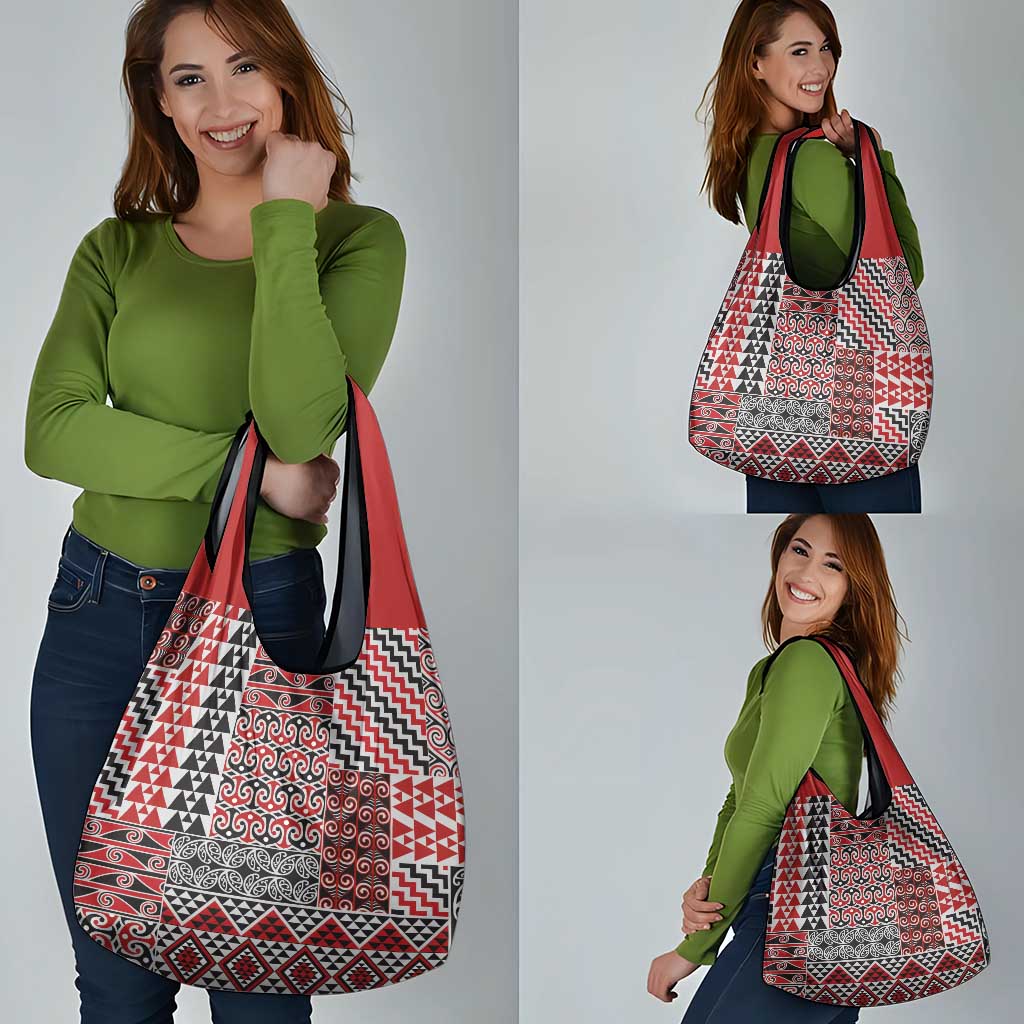 Aotearoa Kowhaiwhai Taniko Patchwork Motifs Grocery Bag LT9 - Polynesian Pride
