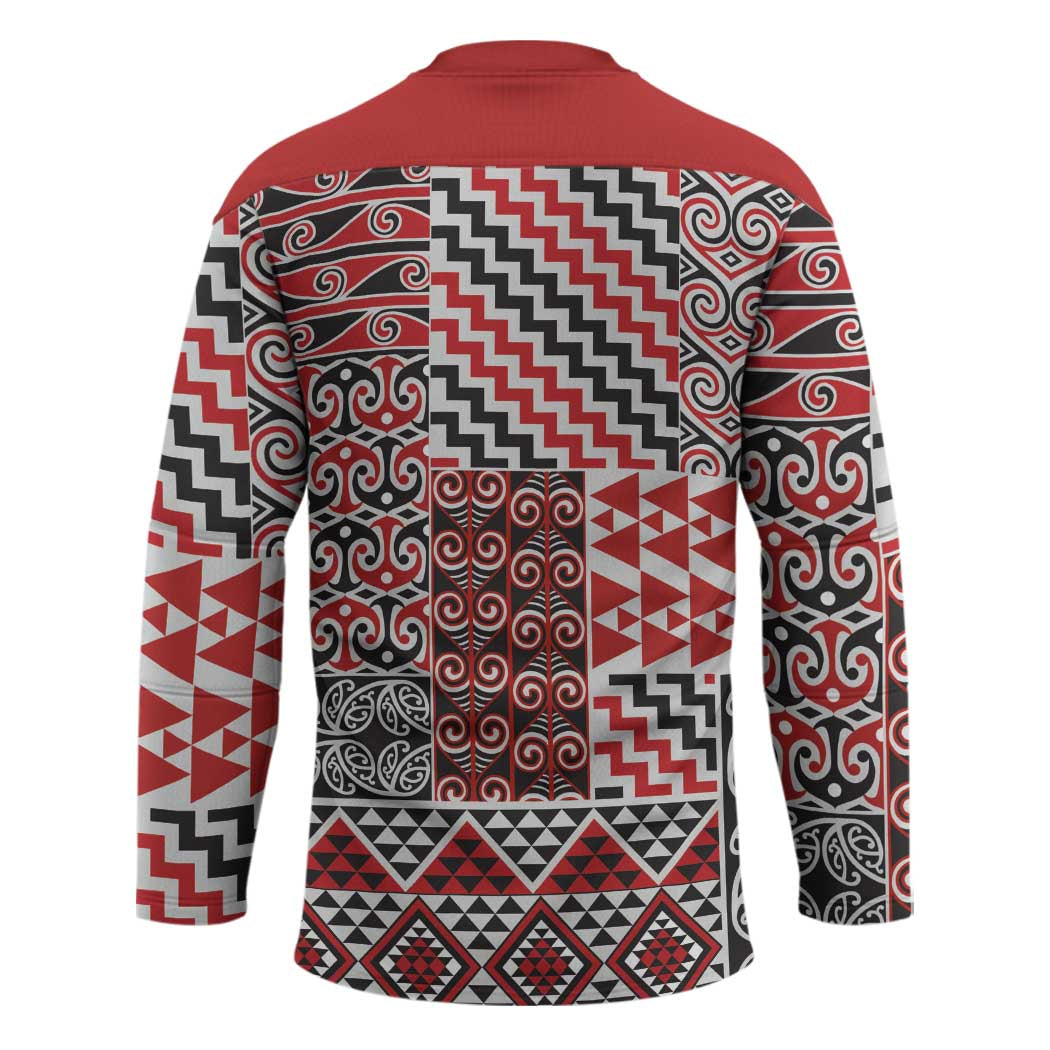 Aotearoa Kowhaiwhai Taniko Patchwork Motifs Hockey Jersey - Polynesian Pride