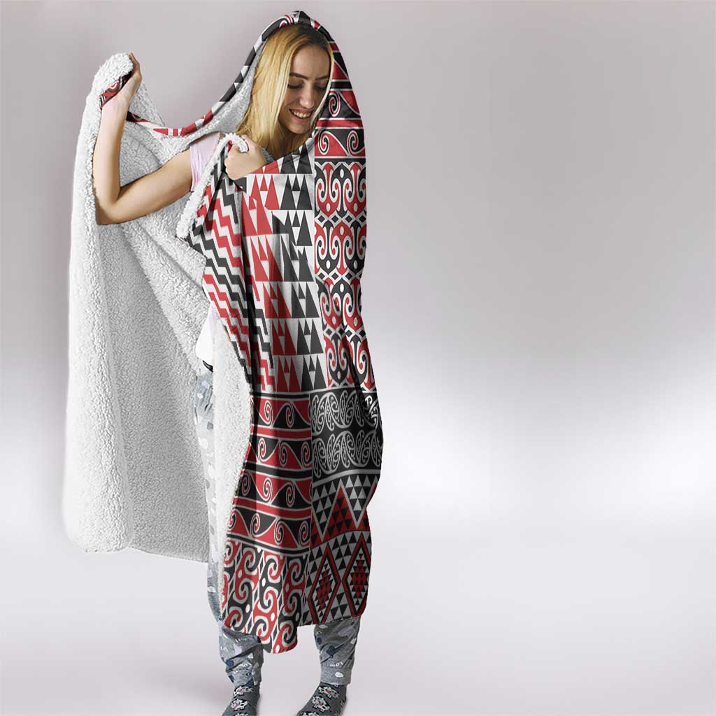 Aotearoa Kowhaiwhai Taniko Patchwork Motifs Hooded Blanket LT9 - Polynesian Pride