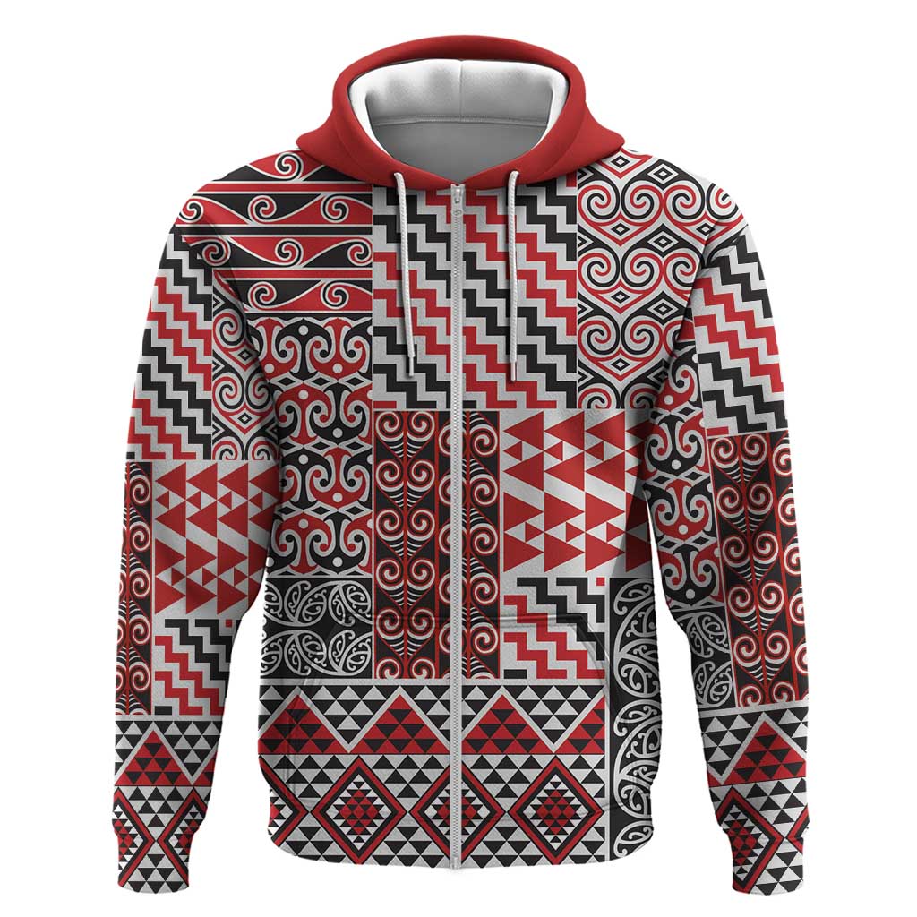 Aotearoa Kowhaiwhai Taniko Patchwork Motifs Hoodie