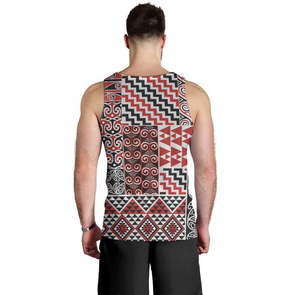 Aotearoa Kowhaiwhai Taniko Patchwork Motifs Men Tank Top LT9 - Polynesian Pride