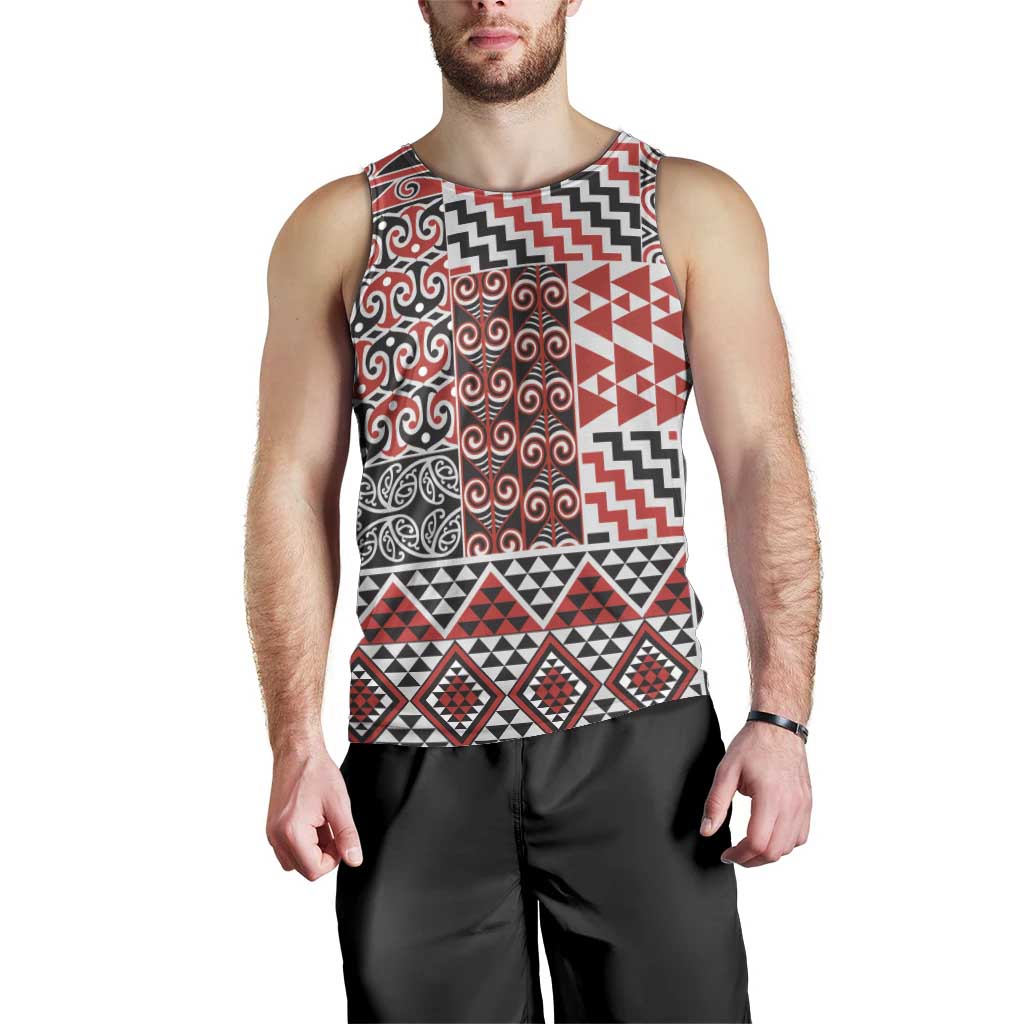 Aotearoa Kowhaiwhai Taniko Patchwork Motifs Men Tank Top LT9 - Polynesian Pride