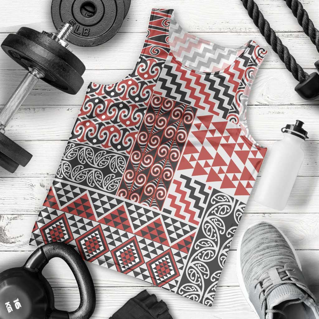 Aotearoa Kowhaiwhai Taniko Patchwork Motifs Men Tank Top LT9 - Polynesian Pride