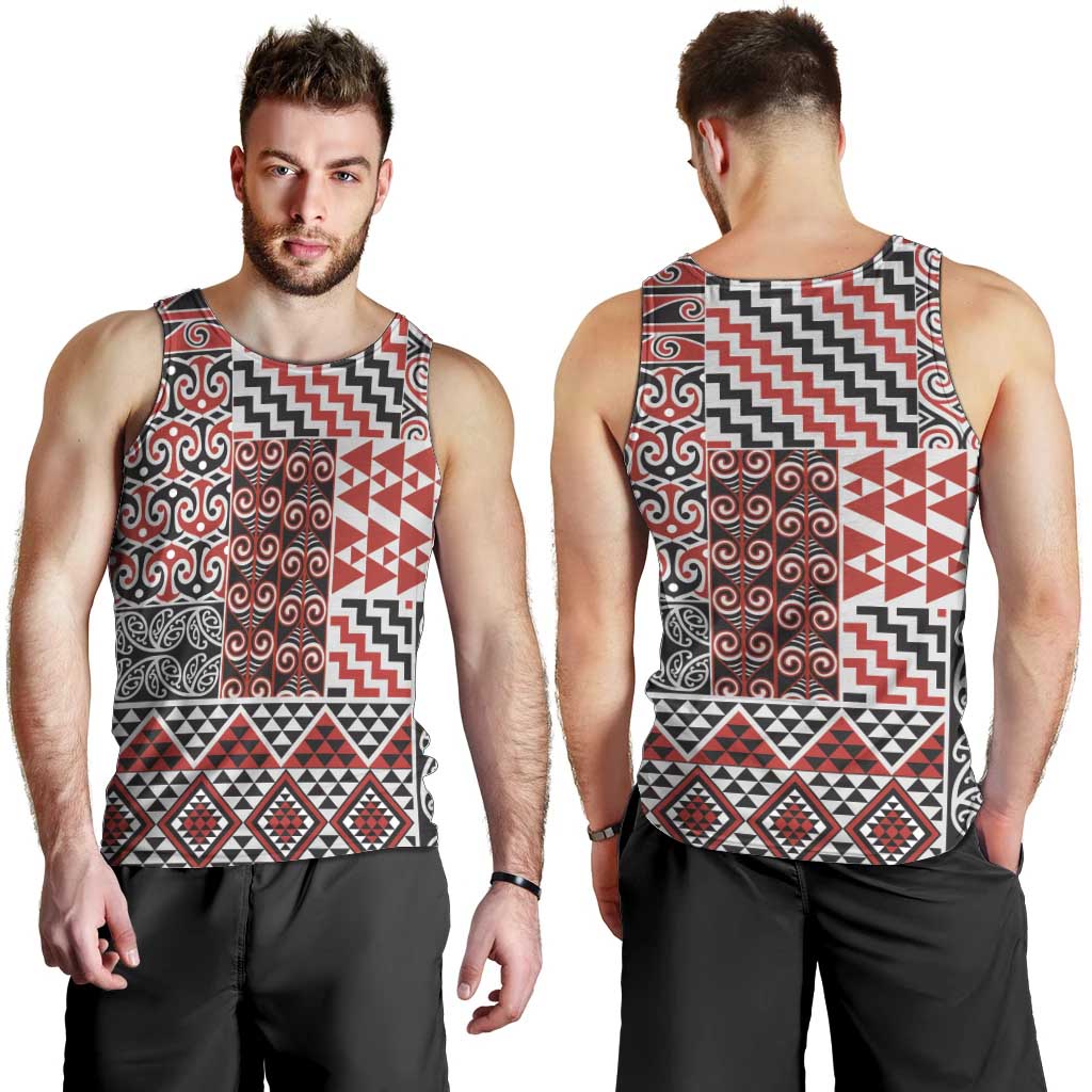 Aotearoa Kowhaiwhai Taniko Patchwork Motifs Men Tank Top LT9 - Polynesian Pride