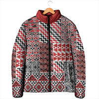 Aotearoa Kowhaiwhai Taniko Patchwork Motifs Padded Jacket - Polynesian Pride