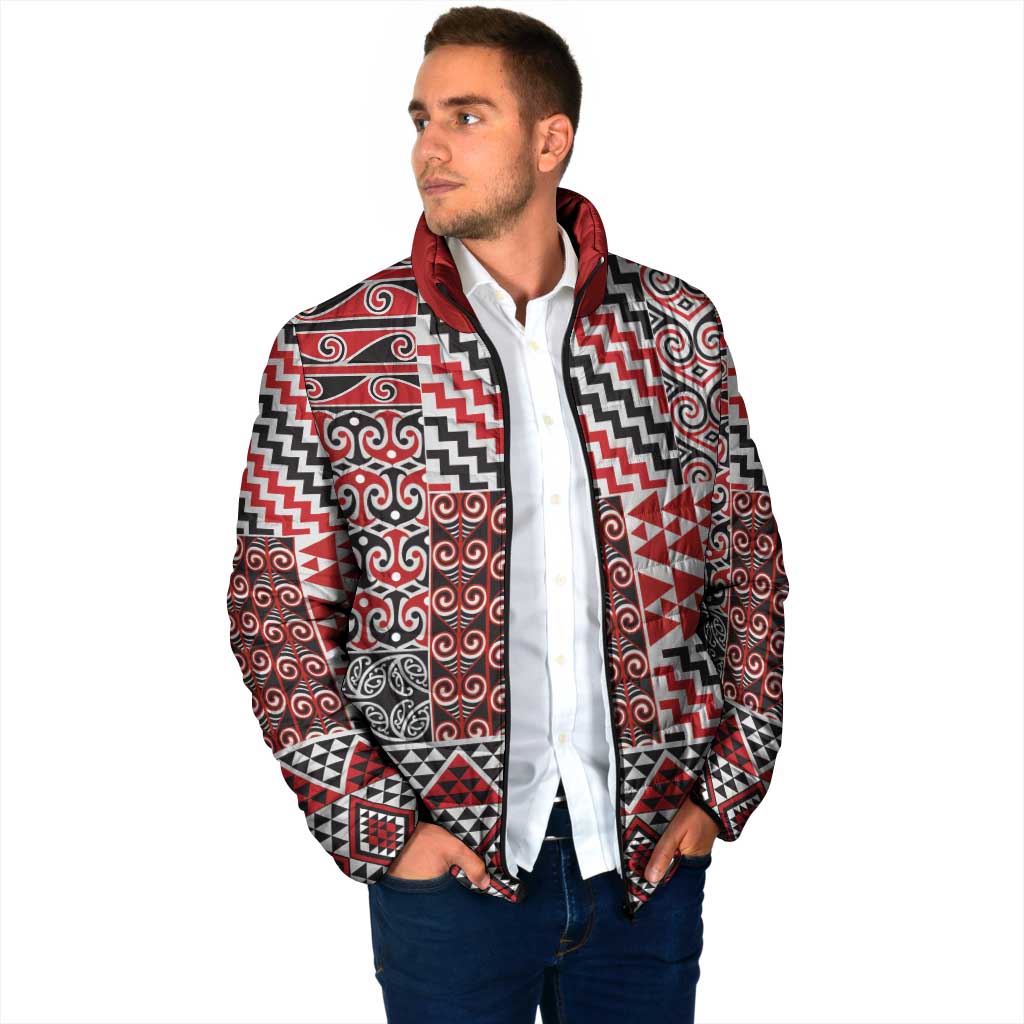 Aotearoa Kowhaiwhai Taniko Patchwork Motifs Padded Jacket - Polynesian Pride