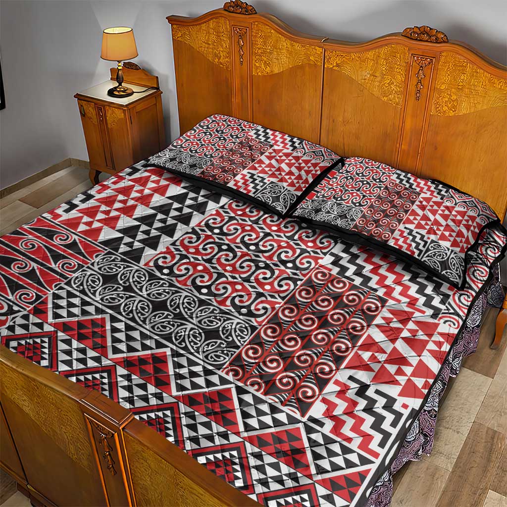Aotearoa Kowhaiwhai Taniko Patchwork Motifs Quilt Bed Set LT9 - Polynesian Pride